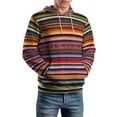 thumbnail image 2 of POBUDS Hoodie, Regular Fit Sporty Pullover Hooded Sweatshirt for Men Women Colorful Mexican Poncho Stripes S, 2 of 6