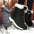 thumbnail image 2 of Waterproof Winter Snow Boots for Women Fleece Lined Warm Lace up Mid Calf Trekking Hiking Booties, 2 of 6