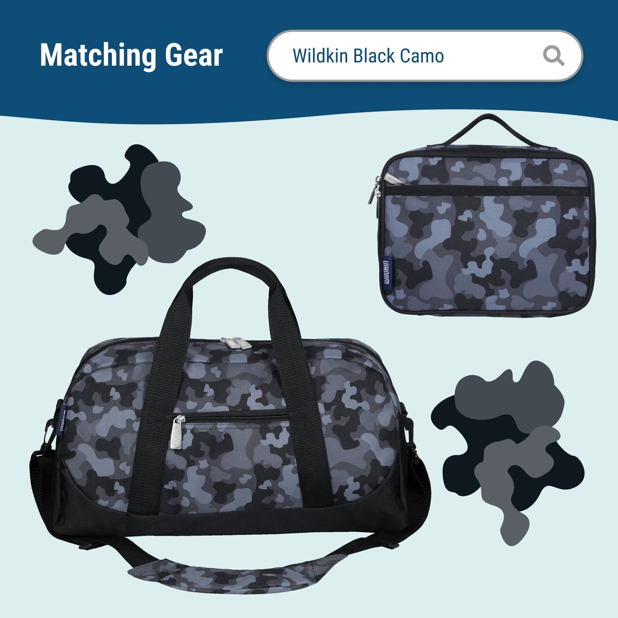 Wildkin Kids 15 Inch Backpack for Boys and Girls (Black Camo)