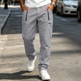 thumbnail image 2 of cfhntfmh Straight Leg Pants Men Casual Stretch Work Pants Loose Fashion Elastic Waisted Pants with Pockets (Gray,Large), 2 of 7