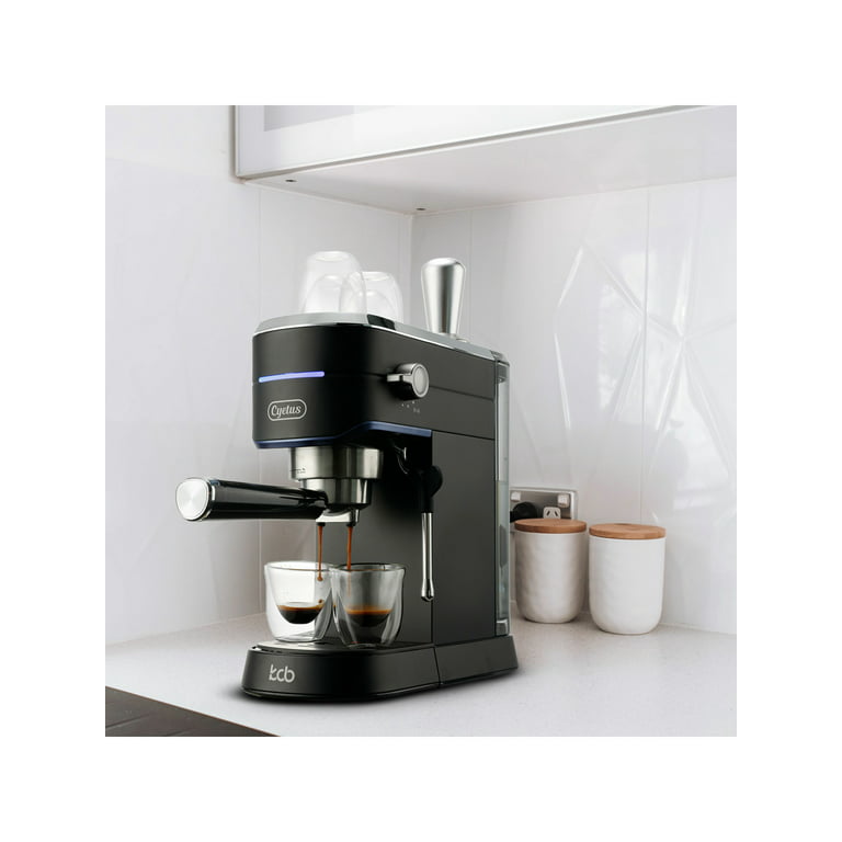 Cyetus Black Espresso Machine With Milk Steam Frother Wand