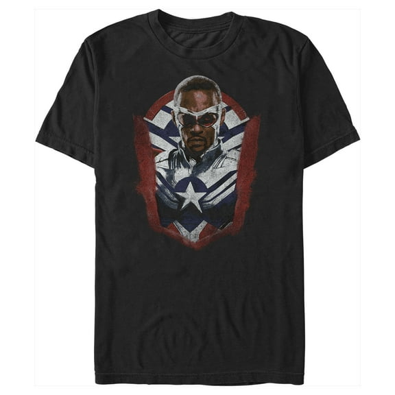 Men's Marvel The Falcon and the Winter Soldier Captain America Suit Sam Graphic Tee Black Medium