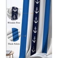 thumbnail image 3 of Anchor Stripe Kitchen Curtains Navy Blue Nautical Coastal White Sea Cafe Short Curtains for Bathroom Blackout Window Curtain Grommet Small Window Treatment Drapes for Bedroom Living Room 52"x45"x2, 3 of 9