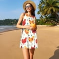 thumbnail image 4 of Vsdgher Flower Chicken Print Summer Dresses for Women Casual U Neck Beach Dress Sleeveless Tank Loose Sundress with Pocket -Medium, 4 of 7