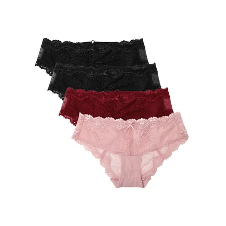 

Women s Floral Hipster Panties Mesh Assorted Underwear 4-Pack