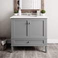 thumbnail image 2 of Simpli Home Chelsea 36" Quartz Faux Marble Top Bathroom Vanity in Smoke Gray, 2 of 7