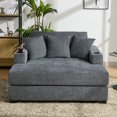 thumbnail image 2 of 55" Oversized Chaise Lounger Modern Style Sofa Couch with Pillows, Charge Station & Cup Holders, Chenille Fabric, 2 of 9