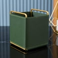 thumbnail image 4 of COFEST Porte-Stylo en Cuir Carré, Boîte de Rangement pour Papeterie de Bureau, Boîte de Rangement pour Accessoires de Bureau, Porte-Stylo Grande Capacité Vert, 4 of 8