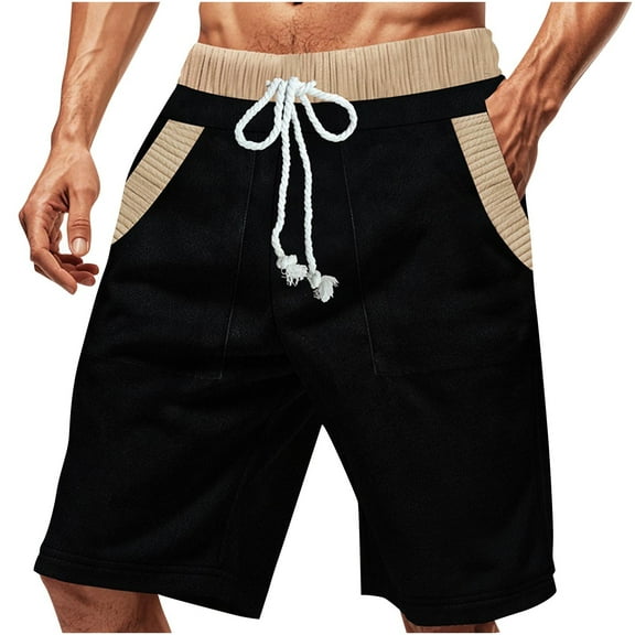 Maean Men's Shorts 7 Inch Casual Drawstring Elastic Waist Summer Beach Vacation Shorts with Pockets