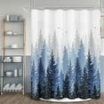 thumbnail image 6 of Blue Misty Forest Mountain Nature Tree Fabric Shower Curtains for Bathroom Waterproof Heavy Duty Navy Blue and White Woohitedland Shower Curtain Bathtubs Hotel, 72 x 72 inch, 6 of 6