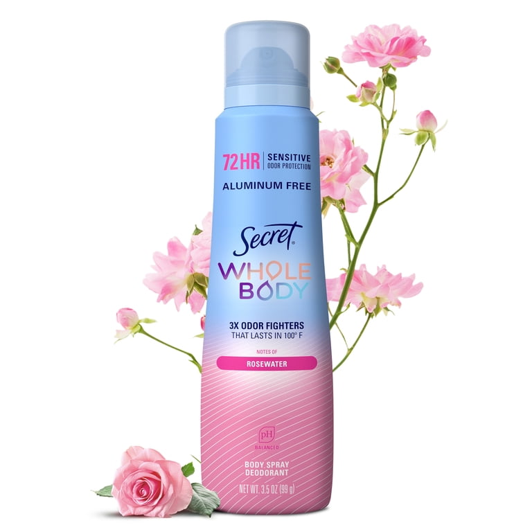 Secret Whole Body Deodorant Spray, Rosewater, 3.5 oz photo 1