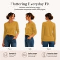 thumbnail image 3 of QUALFORT Women’s Crew Neck Pullover Sweater, Soft Lightweight Long Sleeve Knit Top, Solid Color Casual Sweater, Mustard Yellow M, 3 of 7
