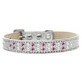 thumbnail image 3 of Dog, Puppy  Pet Ice Cream Collar, "Two Row Pearl and Bright Pink Crystal Rimsets", 3 of 5