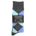 thumbnail image 2 of Urban-Peacock - Men's Dress, Trouser & Groomsmen Socks - Charcoal Gray, Celestial Blue & Light Green Argyle - 6 Pair, 2 of 2