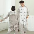 thumbnail image 1 of Pijama de franela con estampado de gato para parejas jóvenes, Pijama largo hasta el tobillo con capucha para Halloween y Navidad, 1 of 3