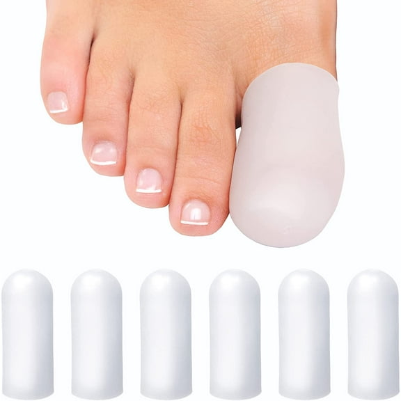 Soft Gel Toe Cap - 6 Big Toe Protectors for Women & Men, Cushioning Toe Sleeves for Relief
