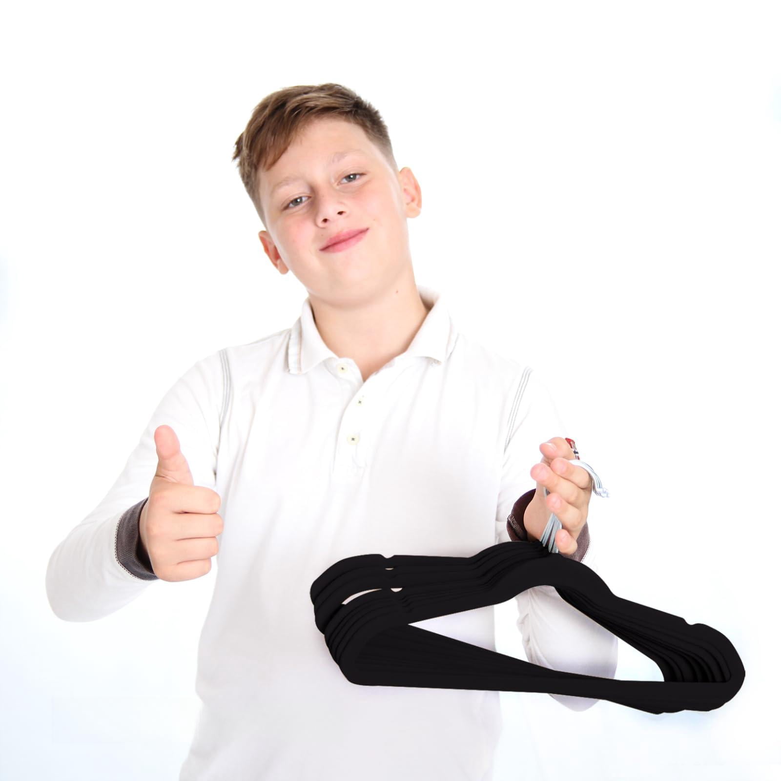 Hangers Non-slip Big 14 Inch For Teen Clothes Pack Of 50(black/silver)