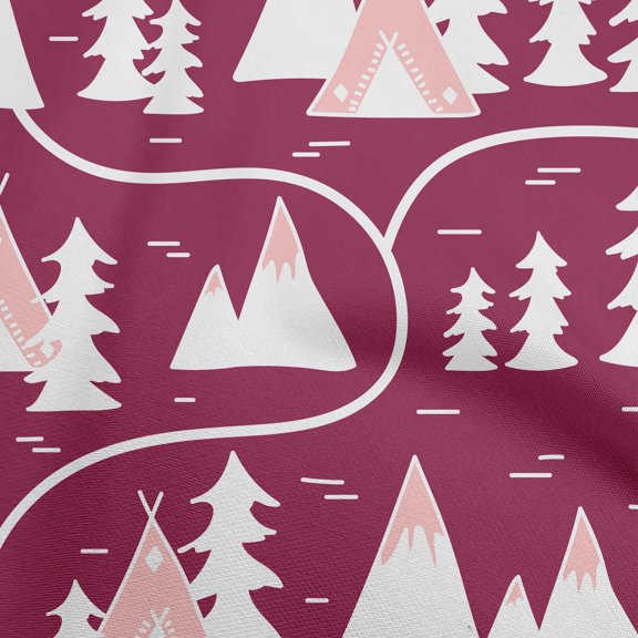 oneOone Rayon Magenta Fabric Mountain Pattern Diy Clothing Quilting Fabric Print Fabric By Yard 56 Inch Wide