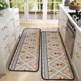 thumbnail image 4 of Kitchen Rugs Sets Of 2,Orange Geometric Diamond Cross Pattern Anti Fatigue Kitchen Mat Rugs Non Slip Washable,Decorative Kitchen Floor Mats for Kitchen,Sink,Laundry,17"x47"+17"x47", 4 of 5