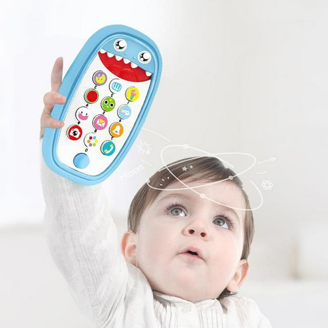 Juguete léfono para Dentición para Bebés con Estuche Bndo Extraíble, Luces, Música Y , azul, El 14x11x3.5cm CUTICAT niños musica telefono movil