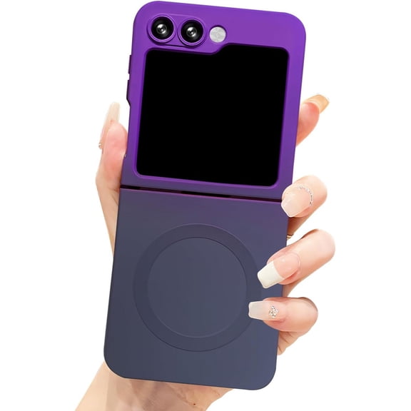 Gradient Magnetic for Samsung Galaxy Z Flip 5 5G Phone Case, Compatible with MagSafe, Upgraded Camera Lens Film Protection Shockproof Matte Cases for Galaxy Z Flip 5 6.7"(Purple Gray)