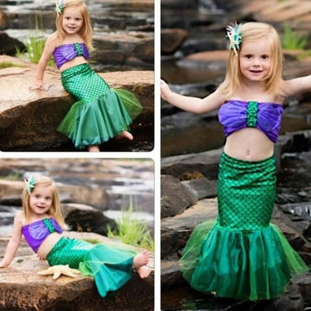 Kids Baby Girls Mermaid Costume Beach Swimsuit