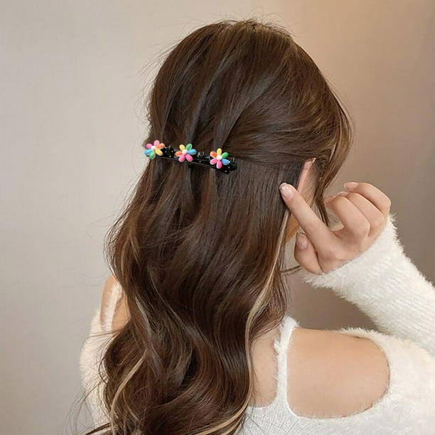 Xihbxyly Horquilla para Flequillo, Elegante Pinza con Diamantes de Imitación, Elegante Accesorio para El Cabello con Flocado, Fácil de Usar para Un Peinado Rápido, Perfecta para Fiestas, Bodas y Trab