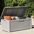 thumbnail image 5 of Open Box Toomax Florida Deck Storage Box Bench for Furniture, 145 Gallon (Grey), 5 of 12