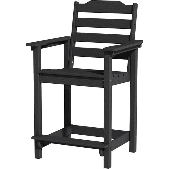24In HDPE Counter Height Outdoor Chair, All Weather Resistant Adirondack Bar Stools for Balcony, Porch Kitchen