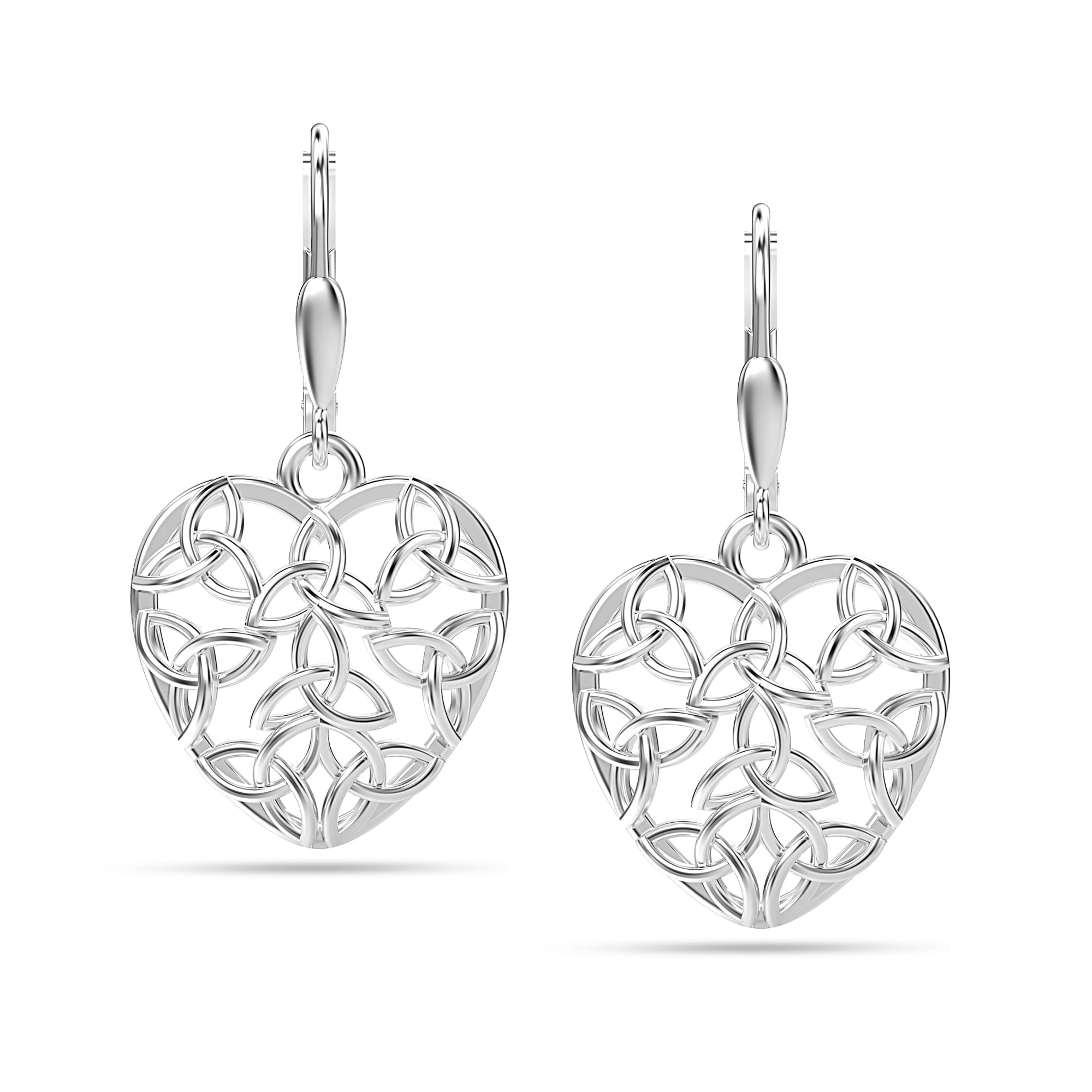 LeCalla 925 Sterling Silver Filigree Heart Infinity Celtic Knot Leverback Drop Dangler Earrings Fine Jewelry for Women and Teen 35MM