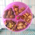thumbnail image 3 of Flmtop Animal Oiseau Perroquet Cage Dispositif d'Alimentation Jouet Rotation Roue Ronde en Plastique Boîte Alimentaire Violet, 3 of 5