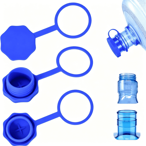 ACDANC 3Pcs 3&5 Gallon Water Jug Cap,Reusable Replacement Silicone Jug Cover,Water Bottle Caps for 2.16In/55Mm Standard/Screw,Non Spill and Leak Free