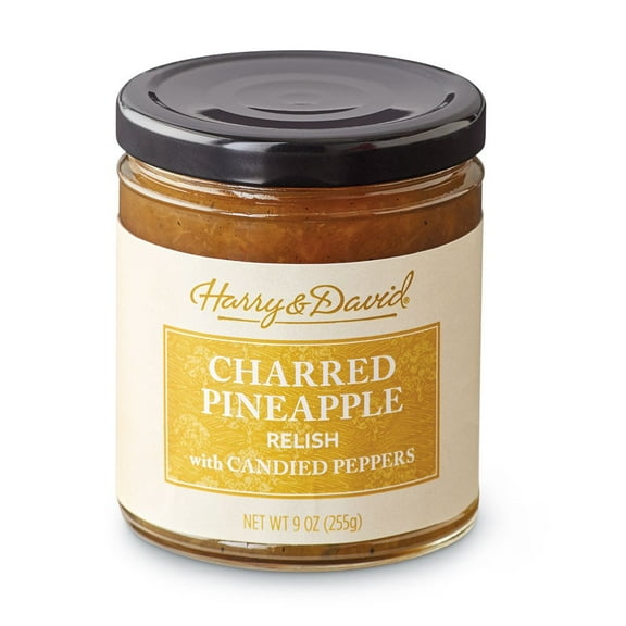 Harry & David Charred Pineapple Relish, Plant Based Condiment, Food Topping, Hamburger & Hot Dog Relish, Sandwich Spread Topping, Charcuterie Board Foods, Cheese Boards, 9Oz