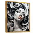 thumbnail image 2 of Designart "Black and White Cubist Woman Portrait I" Fashion Framed Wall Art - Glam Black Woman Living Room Framed Canvas Art, 2 of 6