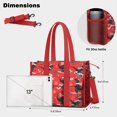 thumbnail image 5 of Teacher Tote Bag,Red Cartoon Dinosaurs Skiing Pattern Teacher Utility Tote Bag,Large Work Tote Bags for Women with Multiple Pockets,Top Zipper Closure,13.8x10.6x6.7 Inch, 5 of 5