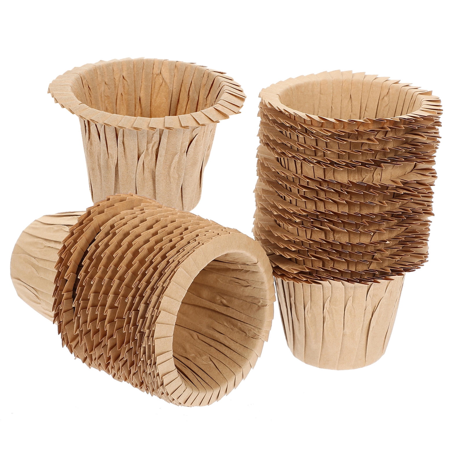 100 Kraft Muffin Baking Cups | 2 Inch Disposable Basket Liners | Oven Safe To 400°F Free Standing