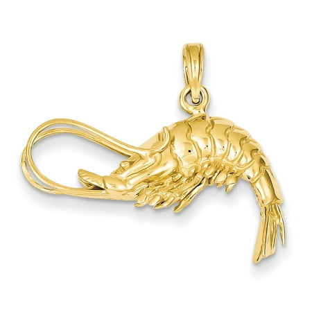 Shrimp Pendant - 14k Polished 3-Dimensional Shrimp Pendant C2517