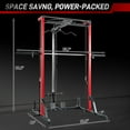 thumbnail image 2 of Hlivelood Smith Machine Power Rack with LAT-Pull Down System, Landmine, Barbell Bar, Plate Storage Pegs and More Training Attachment, Home Gym, Red, 2 of 8