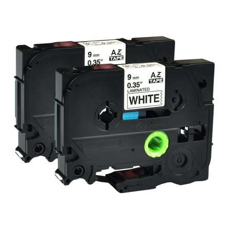 GREENCYCLE 2PK Black on White 9mm TZ Tze Tze-221 TZ-221 TZe221 TZ221 Laminated Label Tape for Brother P-touch PT-H100 PT-D450 PT-E550W Label