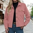 thumbnail image 2 of larppty Womens Fashion Cropped Corduroy Shackets Button Down Jackets Tops Fall Trendy Lightweight Long Sleeve Shirts (Pink, M), 2 of 5