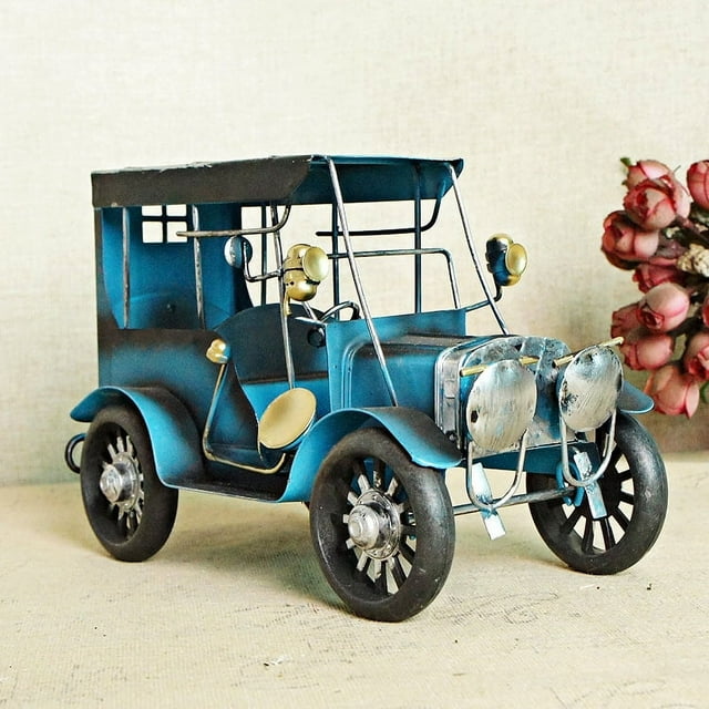 Lata de metal modelo de coche antiguo vintage antiguo hecho a mano modelo de coche antiguo hogar clásico nostálgico 1212