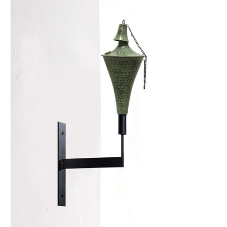 

Oahu Wall Mount Oil Lamp - Modern Wall Sconce Torches with Matching Snuffer is Perfect are Landscape Lighting - 16oz Bowl with Fiberglass Wick will Burn for Over 8h! (Hammered Patina)