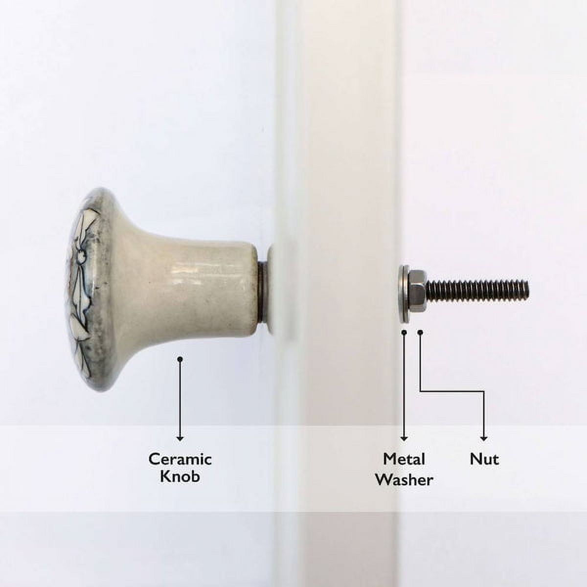 Set of Six Ceramic Escorial Cabinet Knobs by Trinca-Ferro