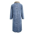 thumbnail image 5 of Women's Winter Windproof Lined Long Denim Coat Trucker Jacket Blue M, 5 of 7