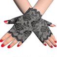 thumbnail image 1 of Women Girls Summer UV-Proof Driving Gloves Mesh Floral Lace Solid Color Fingerless Mittens for Wedding Opera Party, 1 of 5