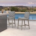 thumbnail image 3 of PURPLE LEAF Outdoor Counter Height Bar Stools Set of 2, PU Leather Patio Bar Set with Aluminum Frame, Bar Chairs for Poolside, Garden, Kitchen Island-Grey, 3 of 8