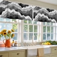 thumbnail image 4 of 2 Pack Ocean Waves Valance for Window Gray White Wave Dark Gray Gradient Kitchen Valance Rod Pocket Short Curtain Topper Decorative Window Treatment for Living Room Bedroom 42"x18", 4 of 8