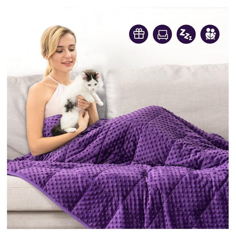 GnHoCh Weighted Blanket Size for Adults Purple Weighted Blanket 15 lbs with Dot Soft Fleece Heavy Blanket for Calming x72 Dark Purple Walmart