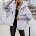 thumbnail image 2 of Yigetop Faux Fur Jacket Women Women's Hooded Long Sleeved Patchwork Winter Casual Coat Jackets for Women Grey L, 2 of 6