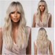 thumbnail image 1 of Pelucas rubias degradadas rizadas con flequillo para mujer, cabello sintético Natural, largo y ondulado, suave y cómodo, resistente al calor, para fiesta, 1 of 4